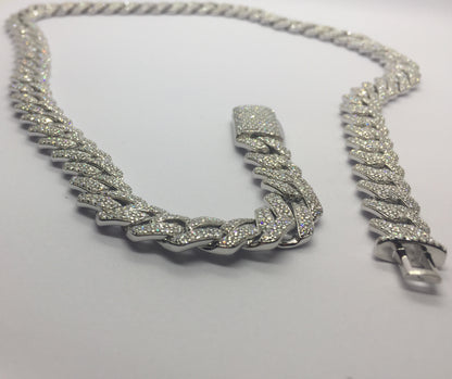 12mm Moissanite Prong Cuban Chain