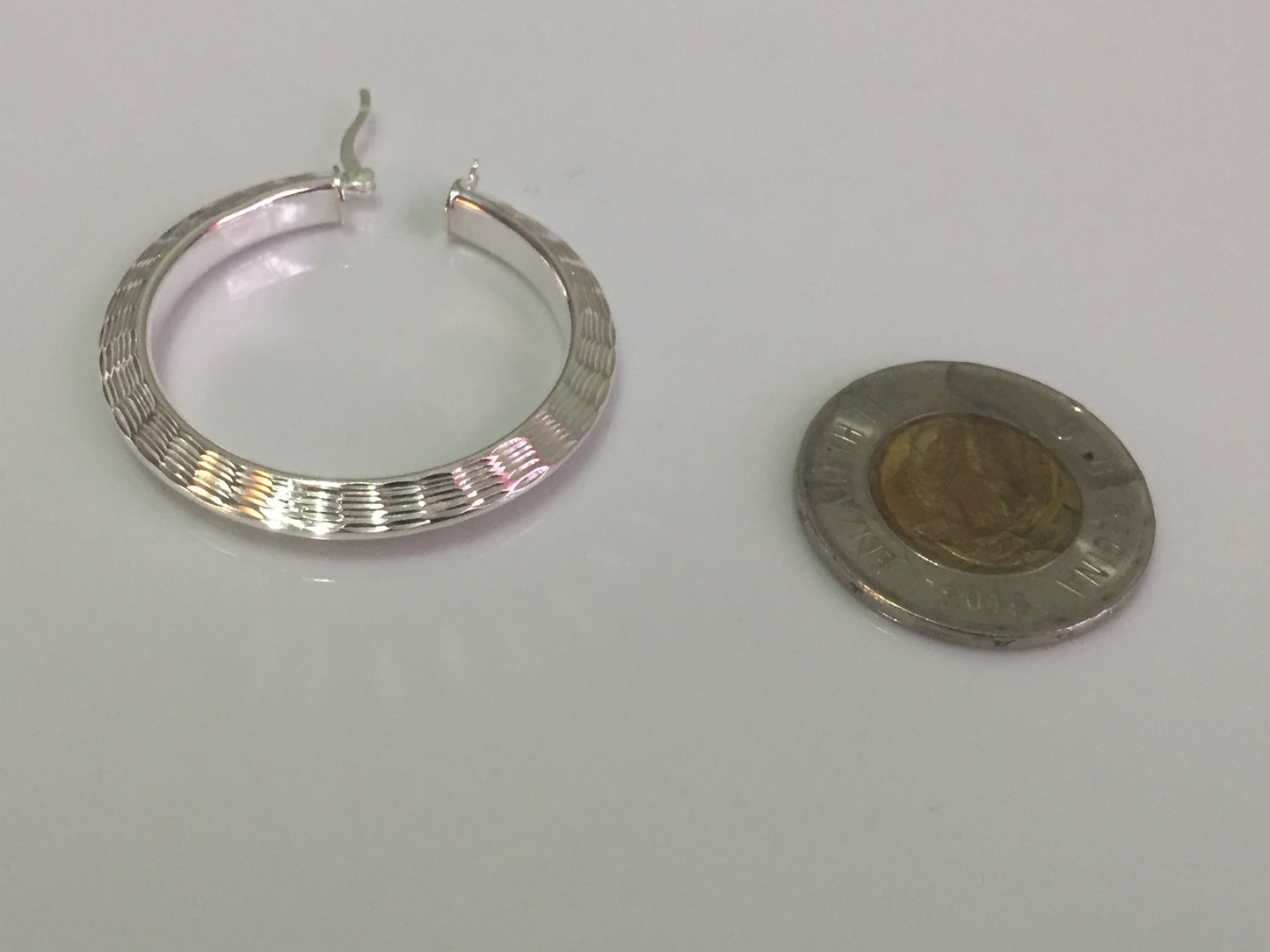 Large Diamond Cut Hoop Earrings