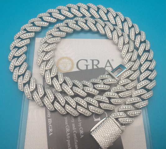 15mm Moissanite 3D Prong Cuban Chain