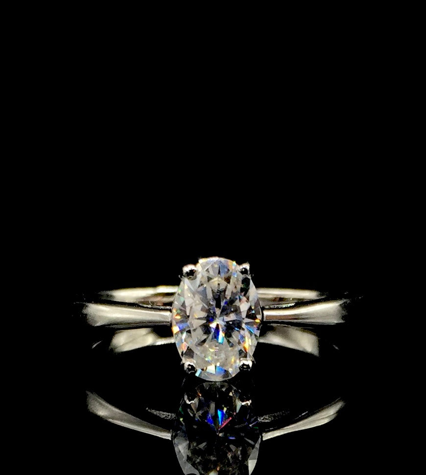 Oval Cut Solitaire 1ct Moissanite Ring