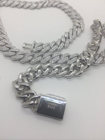 12mm Moissanite Prong Cuban Chain