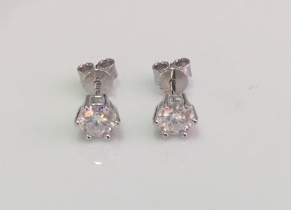Moissanite Studs: 0.5 - 2 Cts. (Pushback, 6 Prong)
