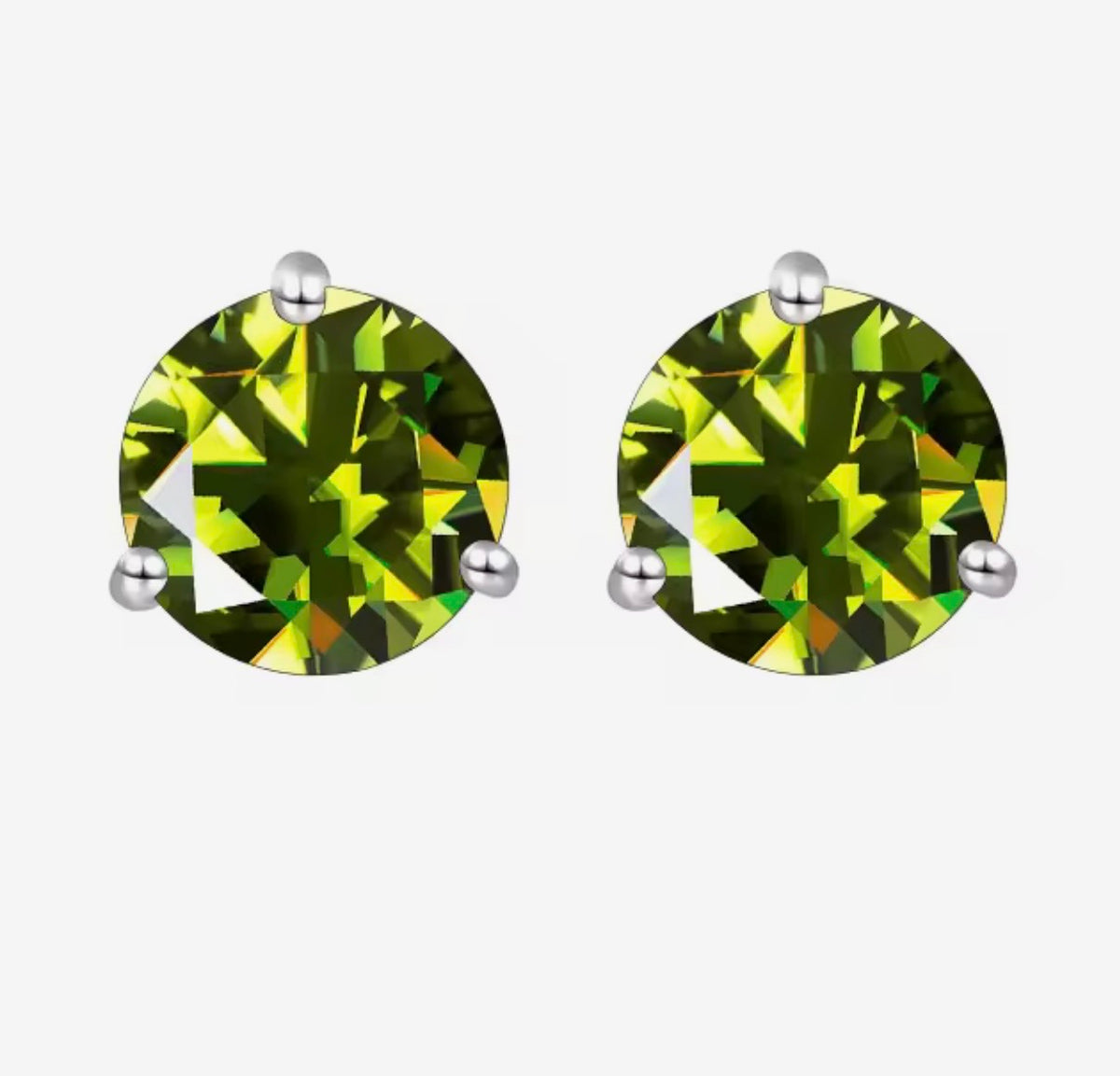 5mm “Camoflauge Green”Moissanite Stud Earrings (0.5ct)
