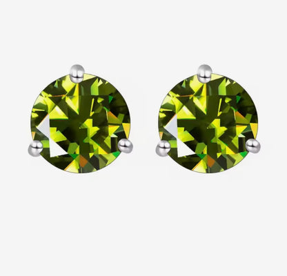 5mm “Camoflauge Green”Moissanite Stud Earrings (0.5ct)