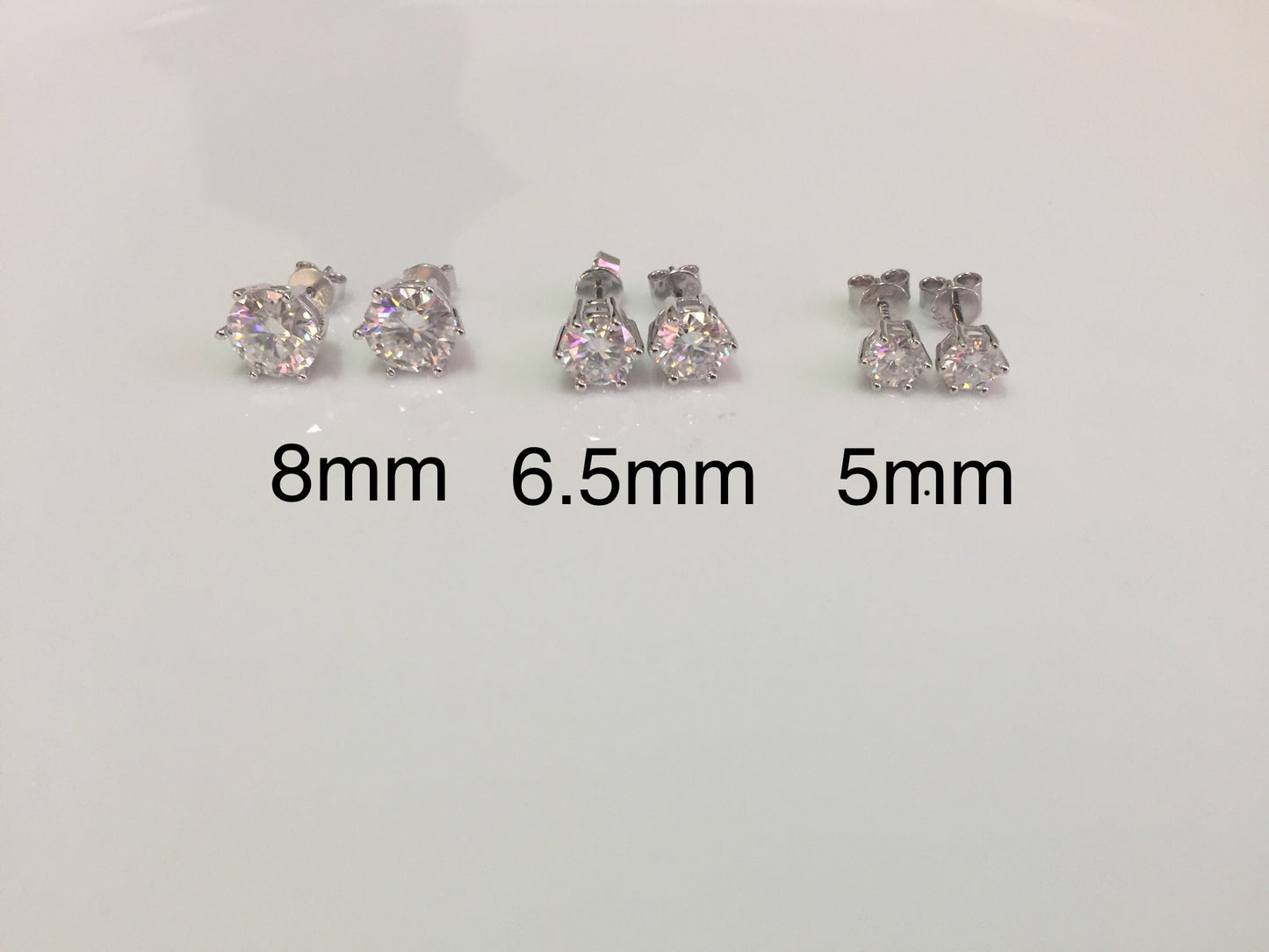 Moissanite Studs: 0.5 - 2 Cts. (Pushback, 6 Prong)