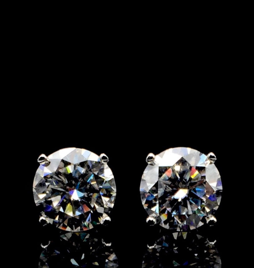 5 Carat VERY BIG Moissanite Stud Earrings (Screwback, 4 prong)