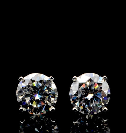 5 Carat VERY BIG Moissanite Stud Earrings (Screwback, 4 prong)