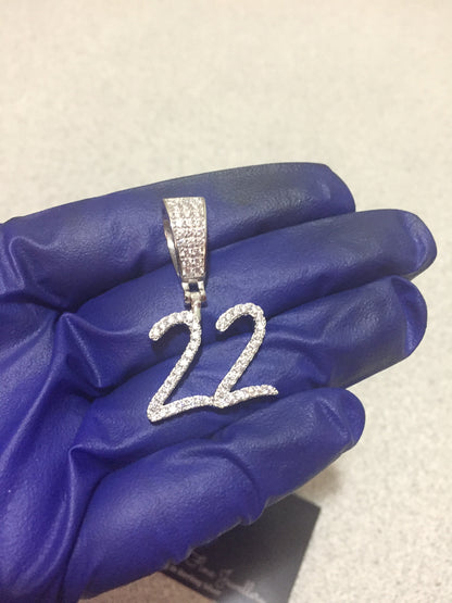 Custom Moissanite Letter/Number Pendant - Small BRUSH FONT