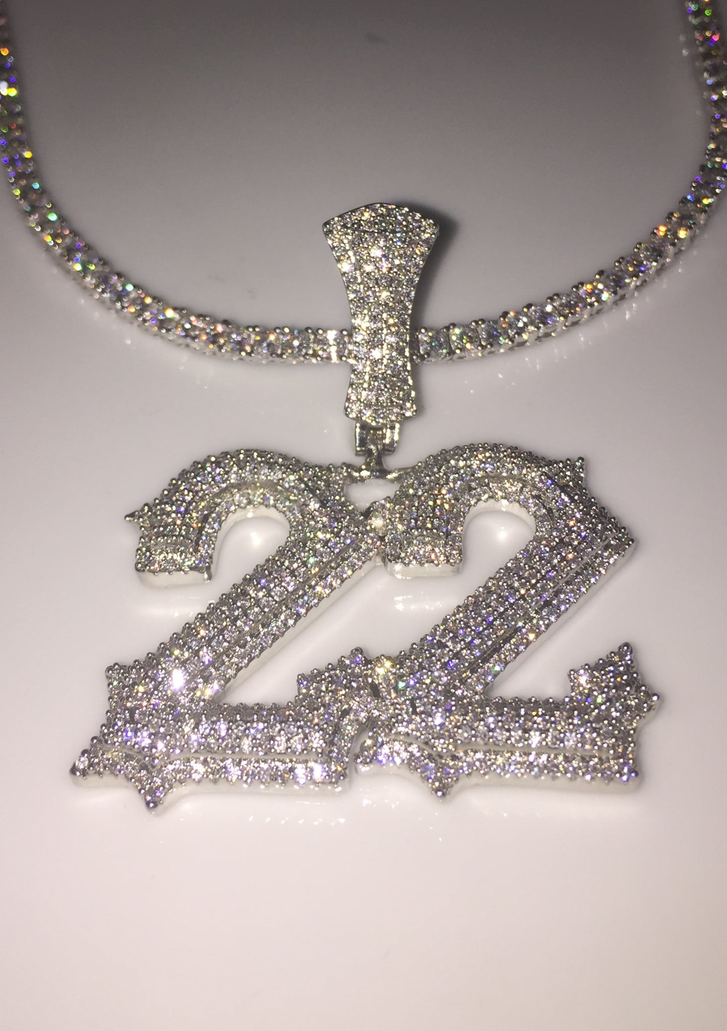 Custom Moissanite Letter/Number Pendant (Gothic Script Style - Medium size)