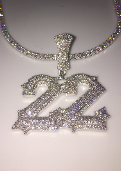 Custom Moissanite Letter/Number Pendant (Gothic Script Style - Medium size)