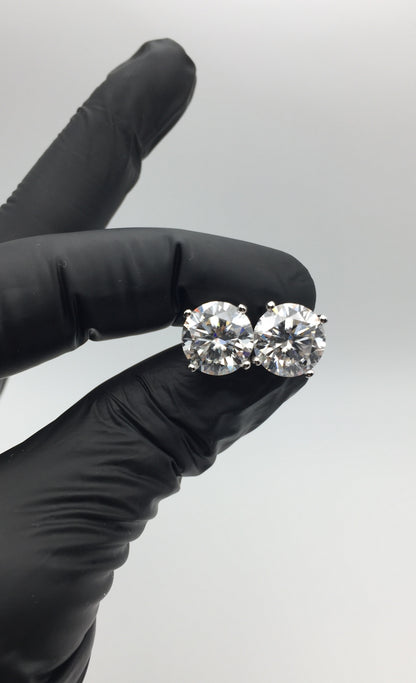 5 Carat VERY BIG Moissanite Stud Earrings (Screwback, 4 prong)