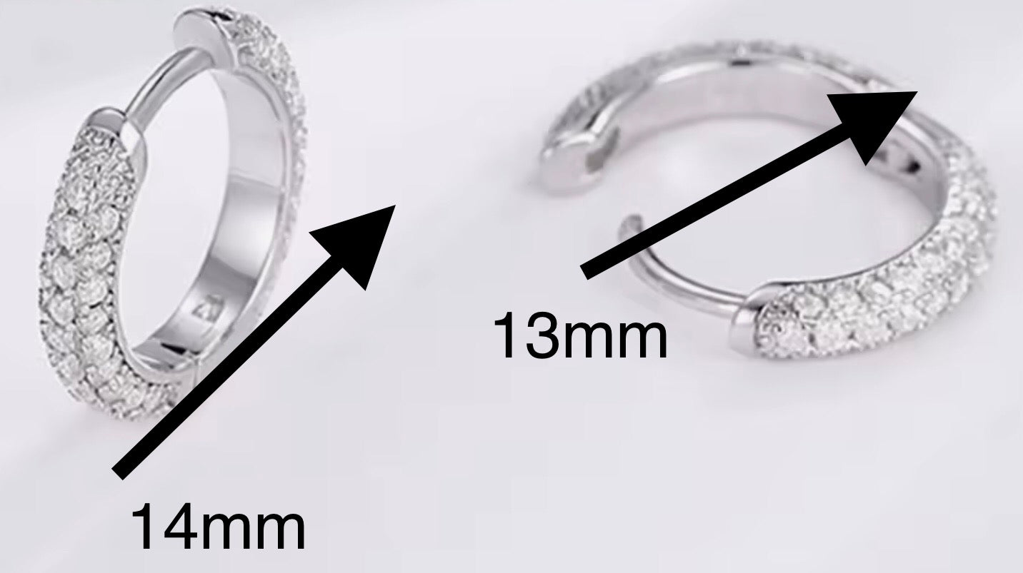 13mm Moissanite Huggie Hoop Earrings