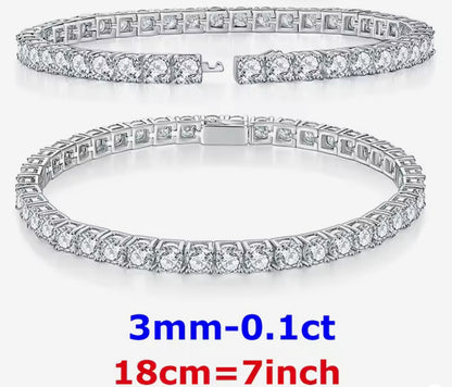 3mm Moissanite Tennis Bracelet: Click-Lock