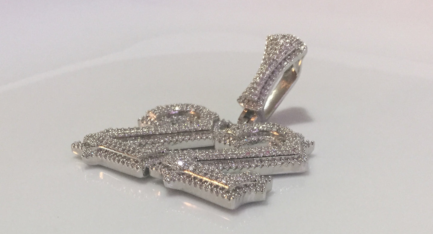 Custom Moissanite Letter/Number Pendant (Gothic Script Style - Medium size)