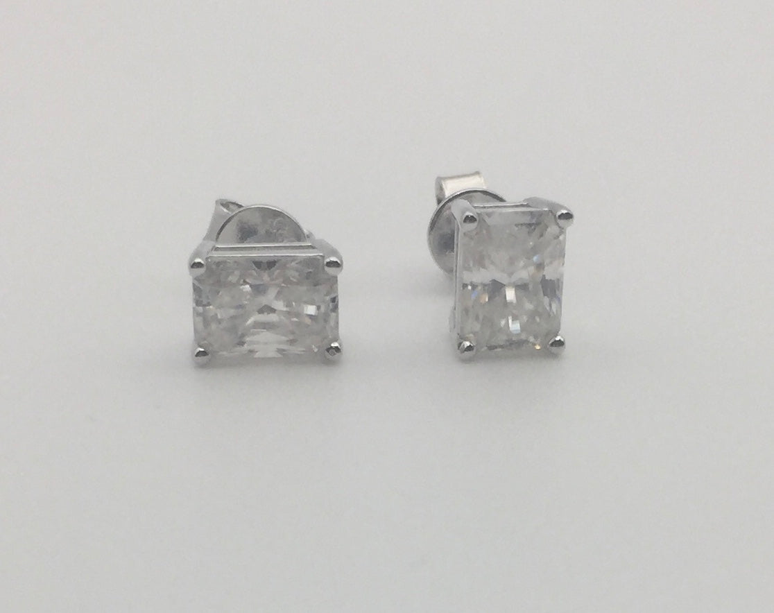 1ct Moissanite Radiant Cut Necklace+Earrings Set