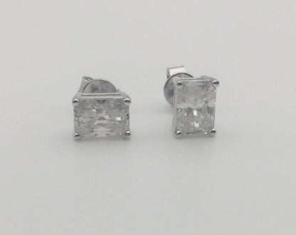 1ct Moissanite Radiant Cut Necklace+Earrings Set