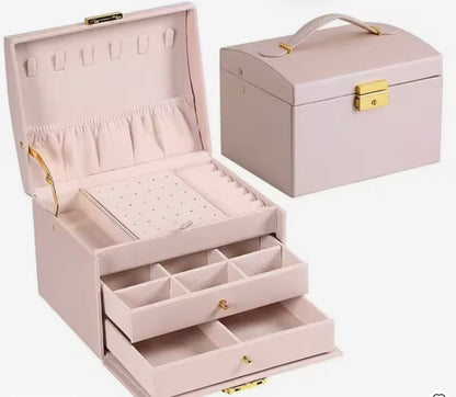 3-Layer Travel Jewelry Case with Lock