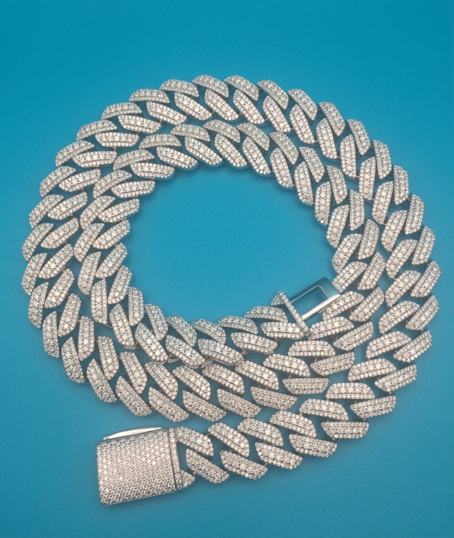 15mm Moissanite 3D Prong Cuban Chain
