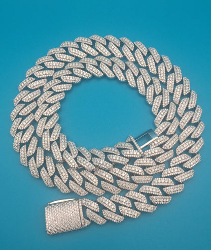15mm Moissanite 3D Prong Cuban Chain