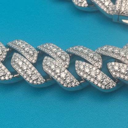 15mm Moissanite 3D Prong Cuban Chain