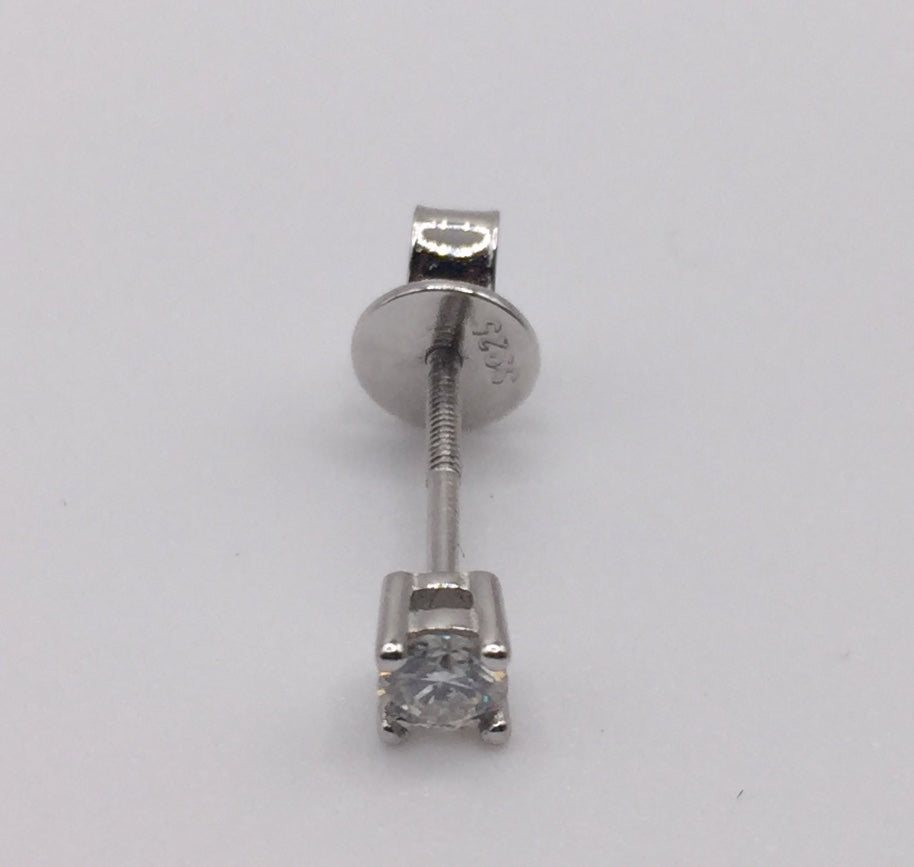 3mm Moissanite Stud Earrings (0.1ct) - Screwback