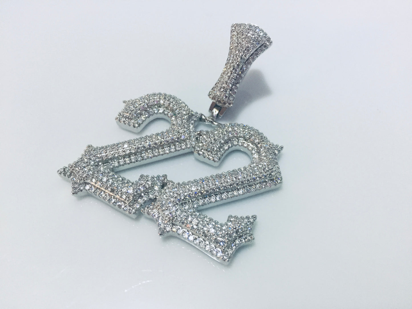 Custom Moissanite Letter/Number Pendant (Gothic Script Style - Medium size)