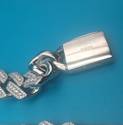 15mm Moissanite 3D Prong Cuban Chain