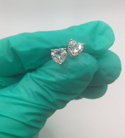 Heart Cut Moissanite Stud Earrings (1 Carat)