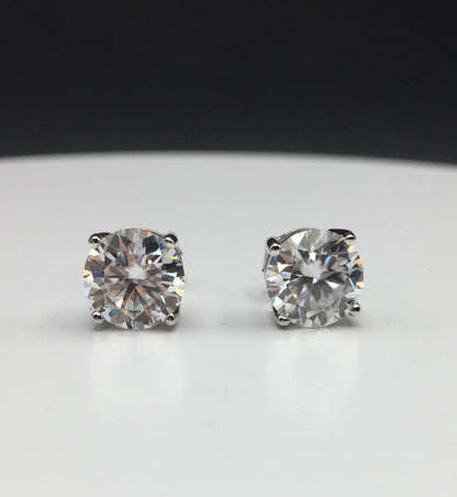 2 Carat Moissanite Stud Earrings (Pushback, 4 prong)