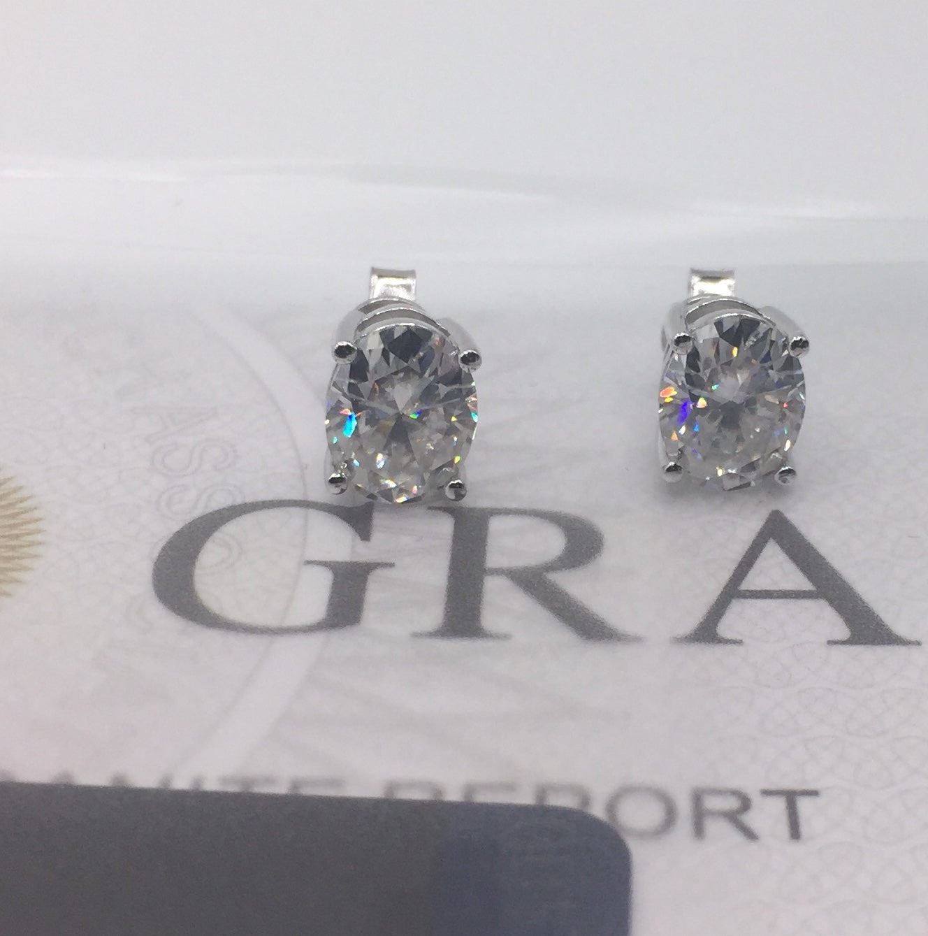 Oval Cut Moissanite Stud Earrings (2 Carat)