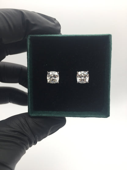 Cushion Cut Moissanite Stud Earrings (2 Carat)