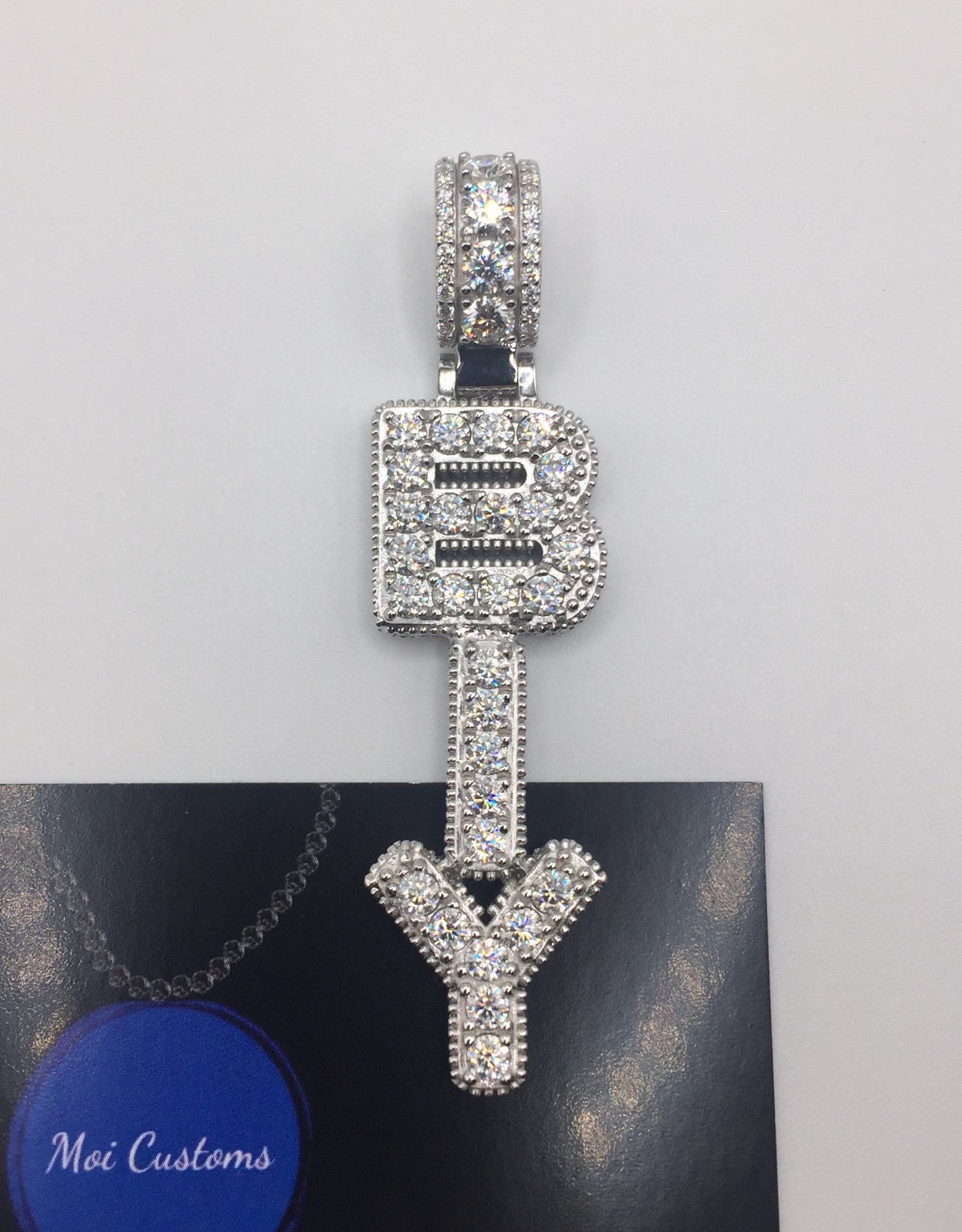 Custom Vertical Moissanite Letter Pendant