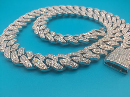 15mm Moissanite 3D Prong Cuban Chain