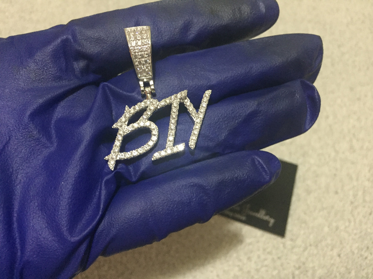 Custom Moissanite Letter/Number Pendant - Small BRUSH FONT