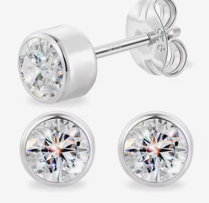 5mm Bezel Set Moissanite Stud Earrings (0.5ct)