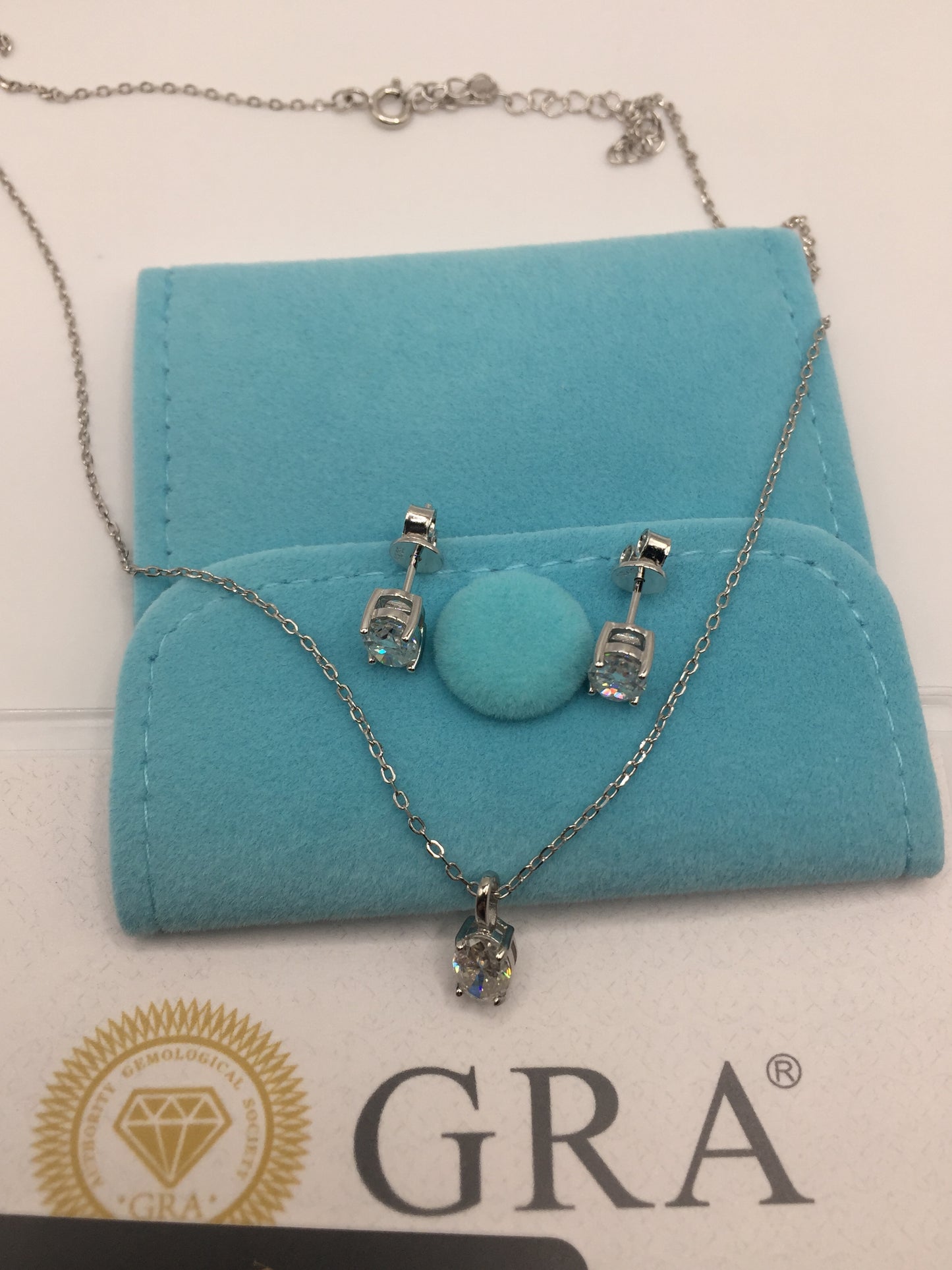 1ct Moissanite Oval Cut Necklace+Earrings Set