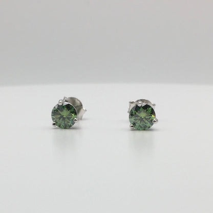 5mm Bluish-Green Moissanite Stud Earrings (0.5ct)