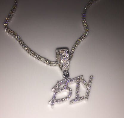 Custom Moissanite Letter/Number Pendant - Small BRUSH FONT