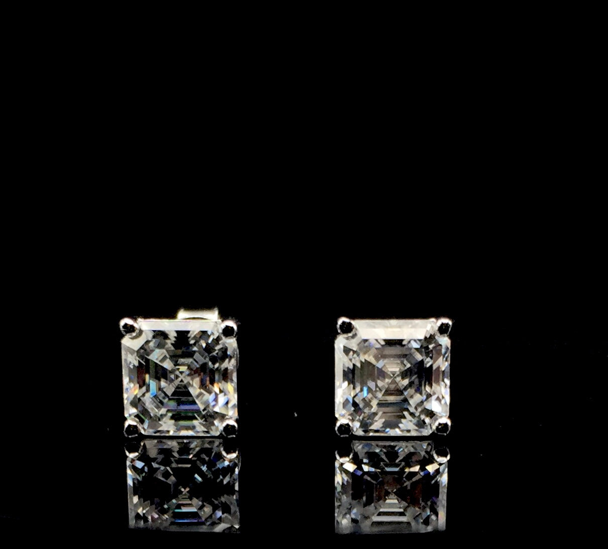 Asscher Cut Moissanite Stud Earrings (1 Carat)