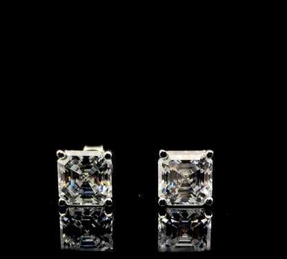 Asscher Cut Moissanite Stud Earrings (1 Carat)