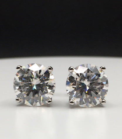 5 Carat VERY BIG Moissanite Stud Earrings (Screwback, 4 prong)