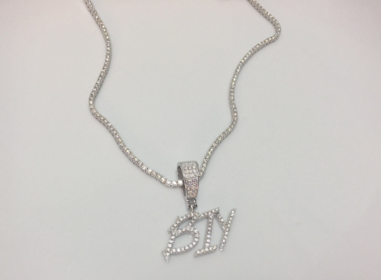 Custom Moissanite Letter/Number Pendant - Small BRUSH FONT