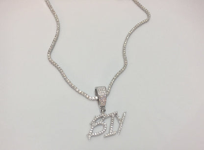 Custom Moissanite Letter/Number Pendant - Small BRUSH FONT