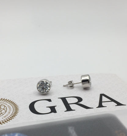 6mm Bezel set Moissanite Stud Earrings (0.8ct)