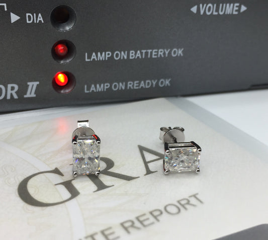 Radiant Cut Moissanite Stud Earrings (1 Carat)
