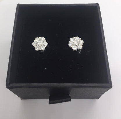 8mm Flower Cluster Moissanite Stud Earrings