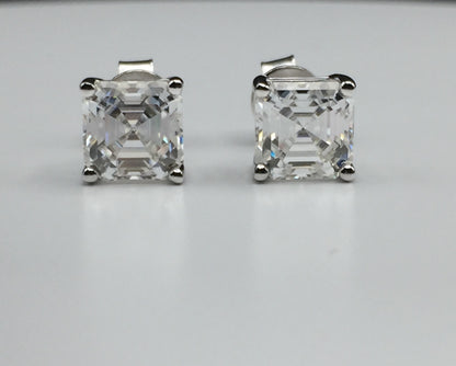Asscher Cut Moissanite Stud Earrings (1 Carat)