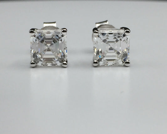 Asscher Cut Moissanite Stud Earrings (1 Carat)