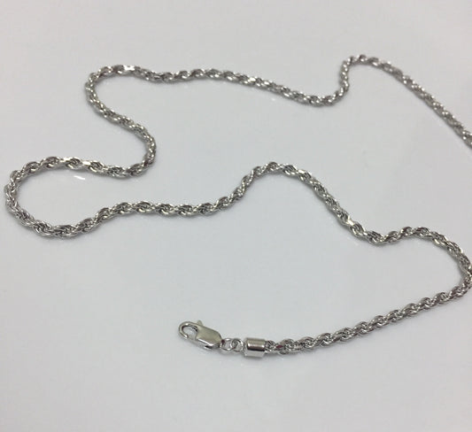 2.5mm Rope Chain (Rhodium Plated)