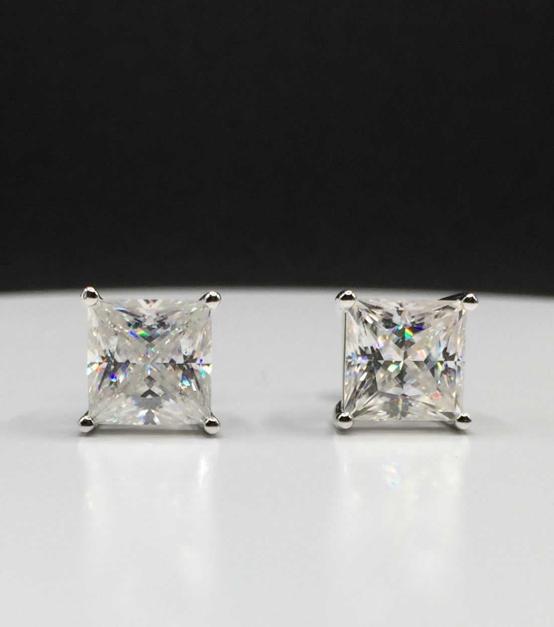 Princess Cut Moissanite Stud Earrings (3 Carat - LARGE)